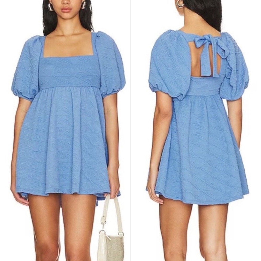 Free People Violet Mini Babydoll Dress Light Blue Medium Fairycore Coquette